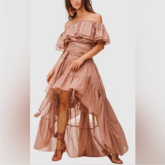 erika pena RITA HIGH LOW BOHEMIAN SKIRT Ruffle Hand Dyed Sz M/L NEW - Picture 2 of 16